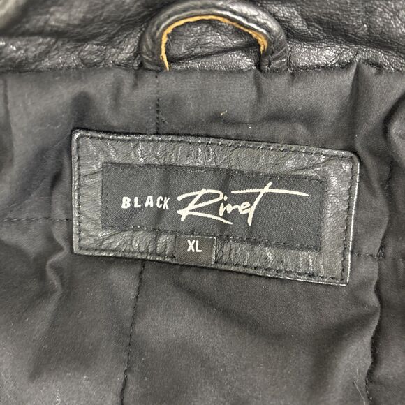 Black Rivet Cafe Racer Motorcycle Leather Jacket Mens XL Brown Distressed Finish - Picture 8 of 12